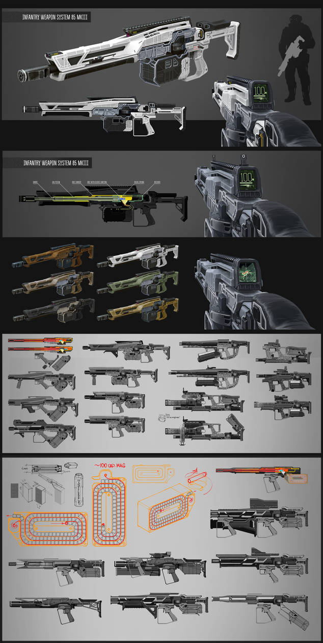 Assault rifle/LMG concept by vombavr on DeviantArt