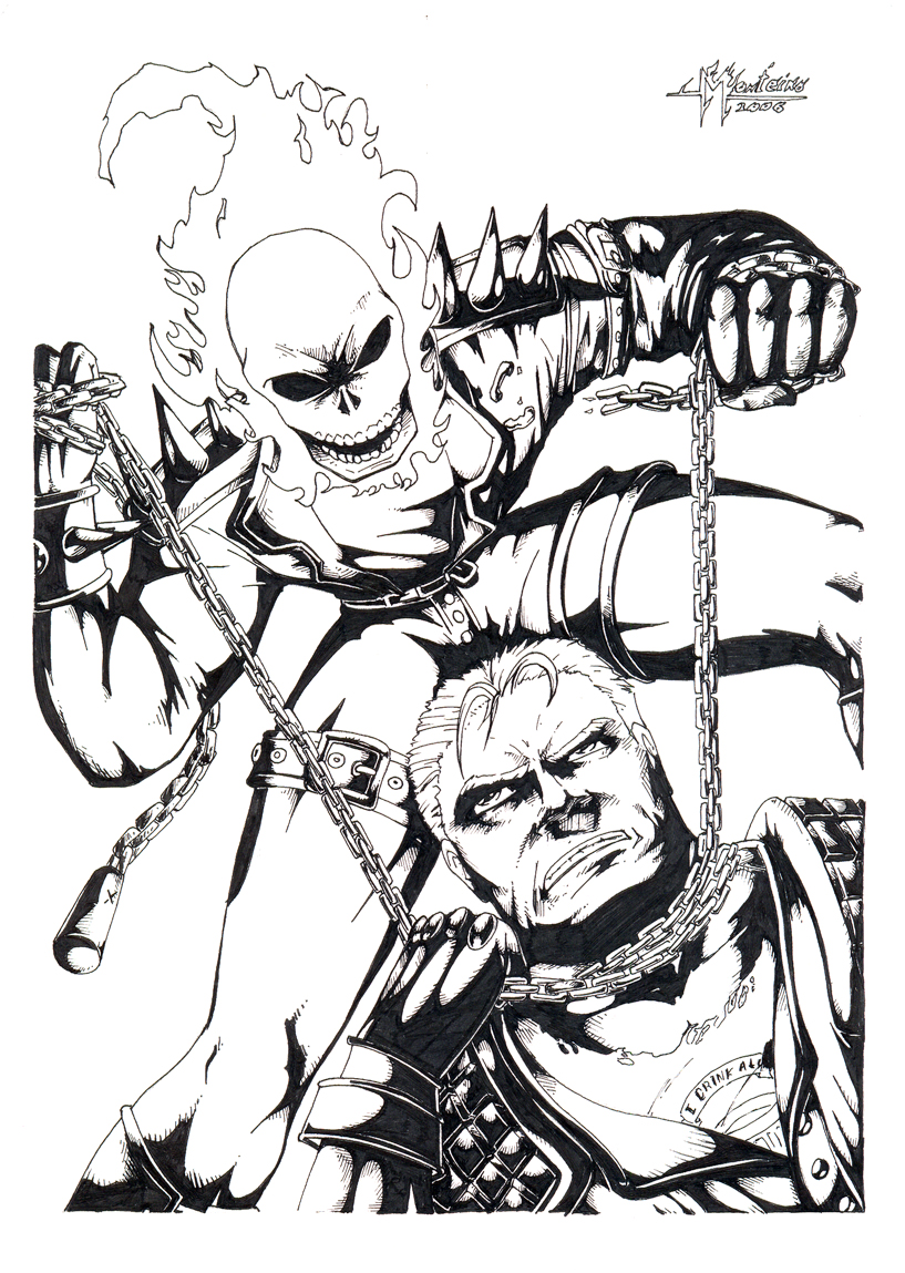 Desenhando o Motoqueiro Fantasma - (Drawing Ghost Rider) - HQ ART #3 