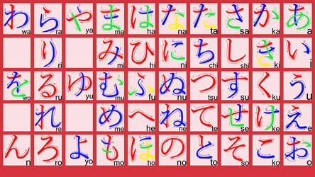 HANJO JAPANESE HIRAGANA SHEET (plain color)