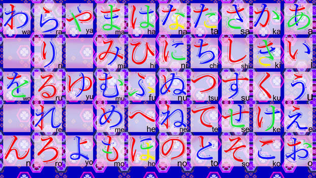 HANJO JAPANESE HIRAGANA SHEET(girl color3)