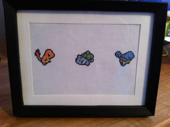 Three Starters - framed cross stitch