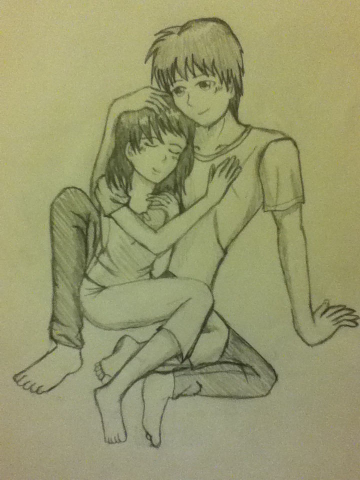 Anime Couple Cuddling by starrynights8 on DeviantArt