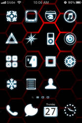 hexagon red black homescreen