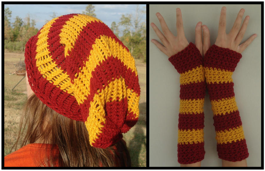 Commission - Gryffindor Beanie and Armwarmers Set by RebelATS on DeviantArt