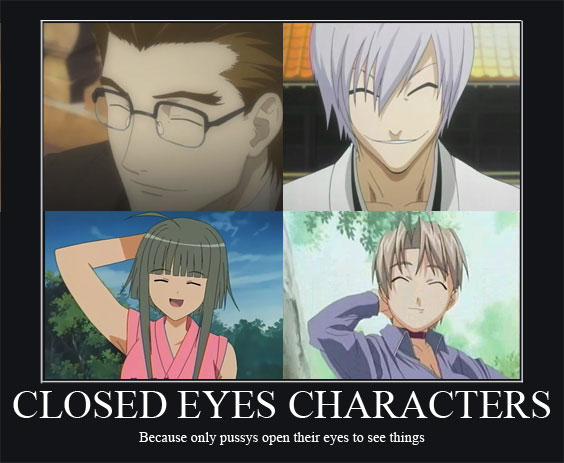 Closed eyes characters