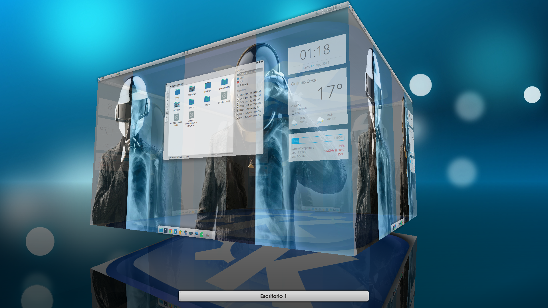 KDE-KaOS linux- efecto cubo