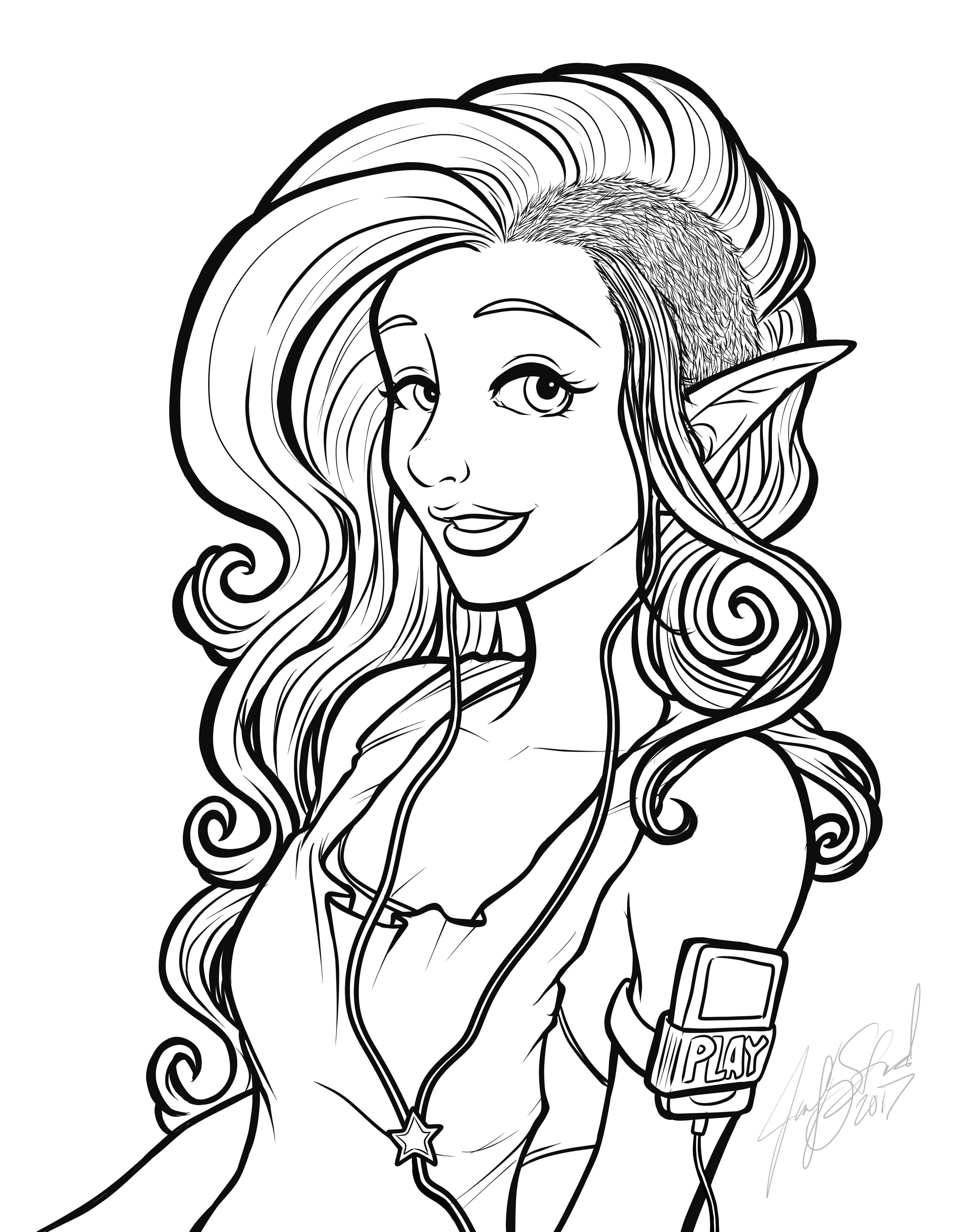 Coloring Book Preview: Modern Elf 1