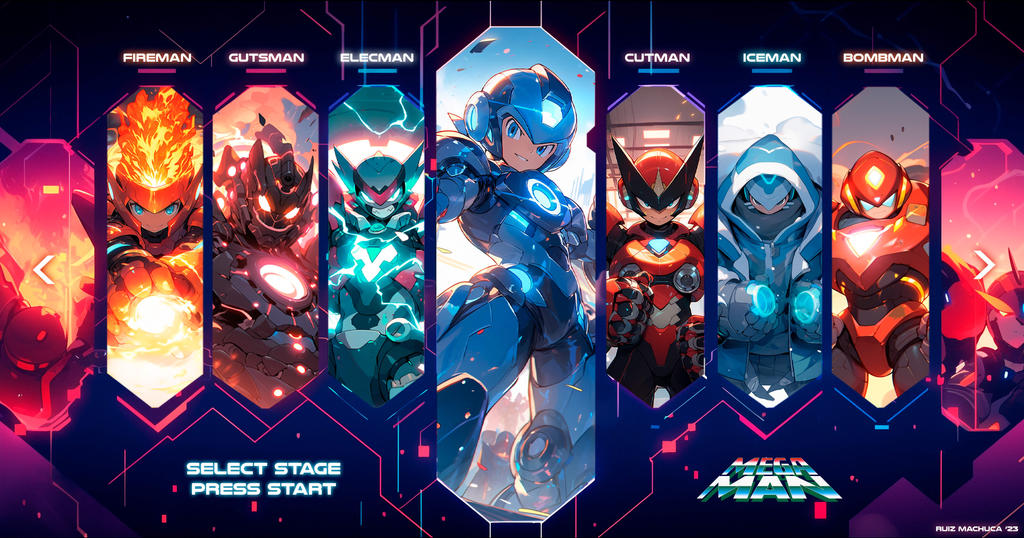 Megaman stage selection screen by ruizmachuca on DeviantArt