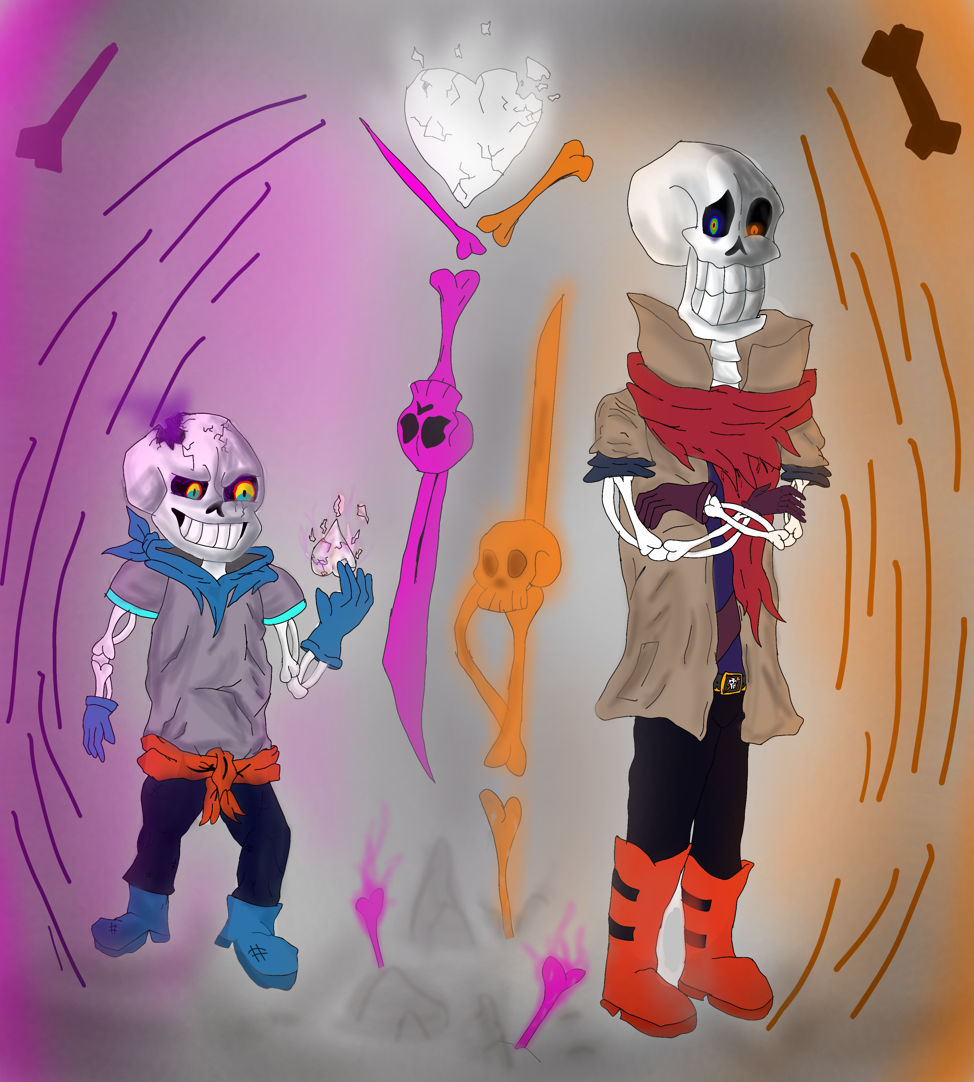 Killer Sans and Chara by ilovesansesmittens on DeviantArt