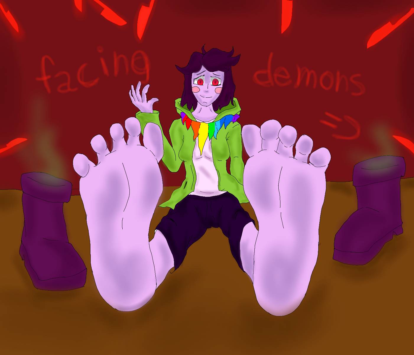 Redscript77 Foot Demon Facing Demons! Chara teasing you with her soles by MLCloud0 on DeviantArt