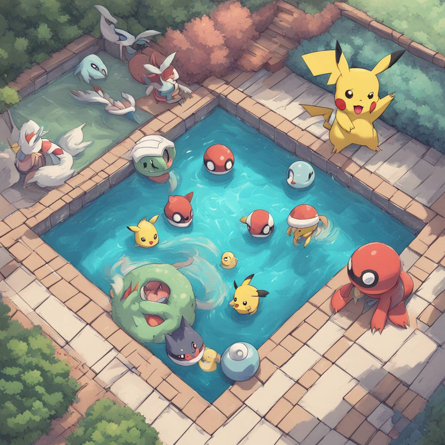 Pokemon fan art in pool by Hi123847894 on DeviantArt