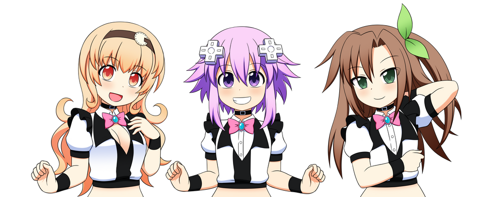 COMMISSION Maid Outfit Compa, Neptune and IF by zeckos on DeviantArt