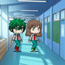 Jojiu and Izuku were walking in school hallway