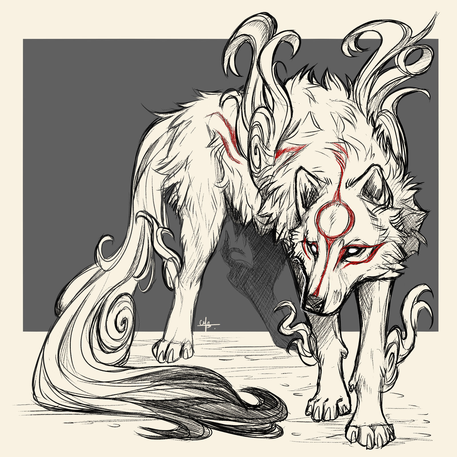 Okami Sketch by MayhW on DeviantArt