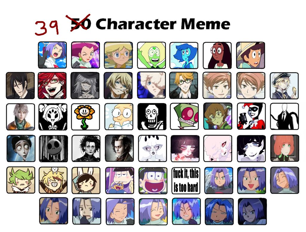 50 Favorite Characters Meme By Vokunrii On Deviantart.