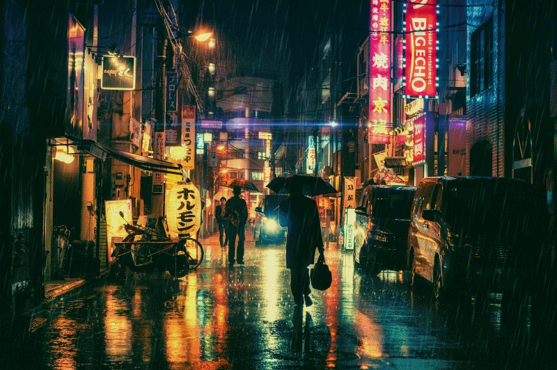 Rain In Tokyo Gif Cyberpunk By Soenkesadventure On Deviantart