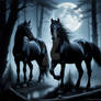 Two horses in the night