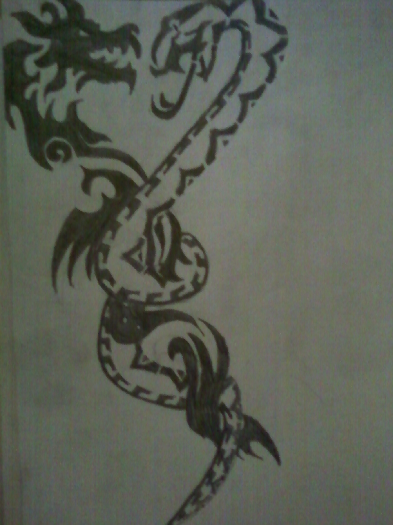 tribal dragon snake tattoo by