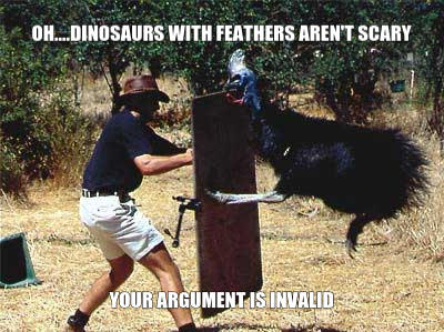 Feathered dinos aren't scary vs reality meme