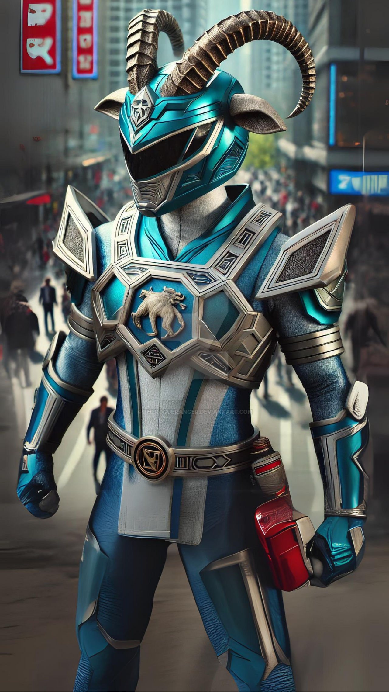 Power Rangers ZQ - Cyan Goat Ranger by TheRogueRanger on DeviantArt