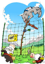 Book illustration - Pole vault to get food