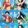 Boa, Nami, Robin and Luffy beach party