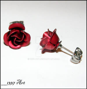 Crimson Rose Stud Earrings