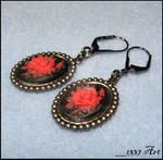Red Rose Cameo Earrings by 1337-Art
