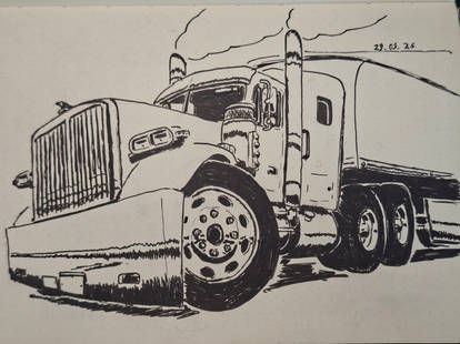 Classic american semi sketch