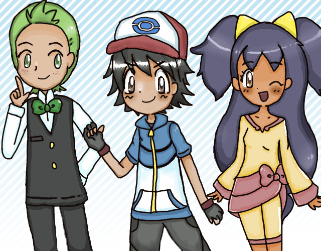 Pokemon Ash Iris and Cilan