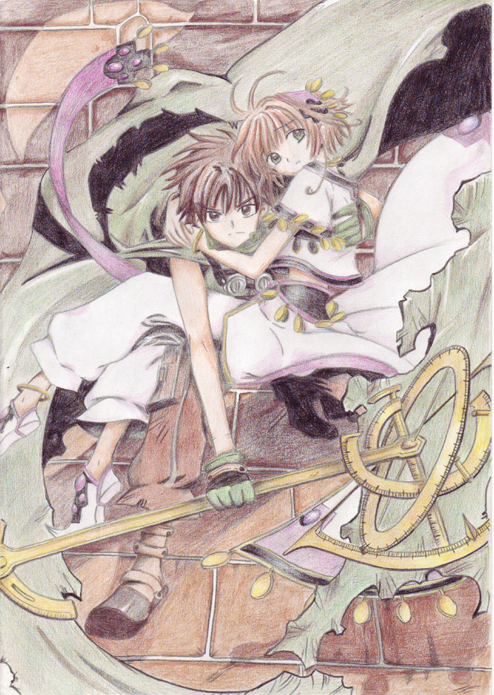 Syaoran protecting Sakura