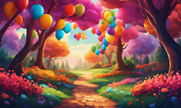 A Pathway Leading To A Colorful Forest