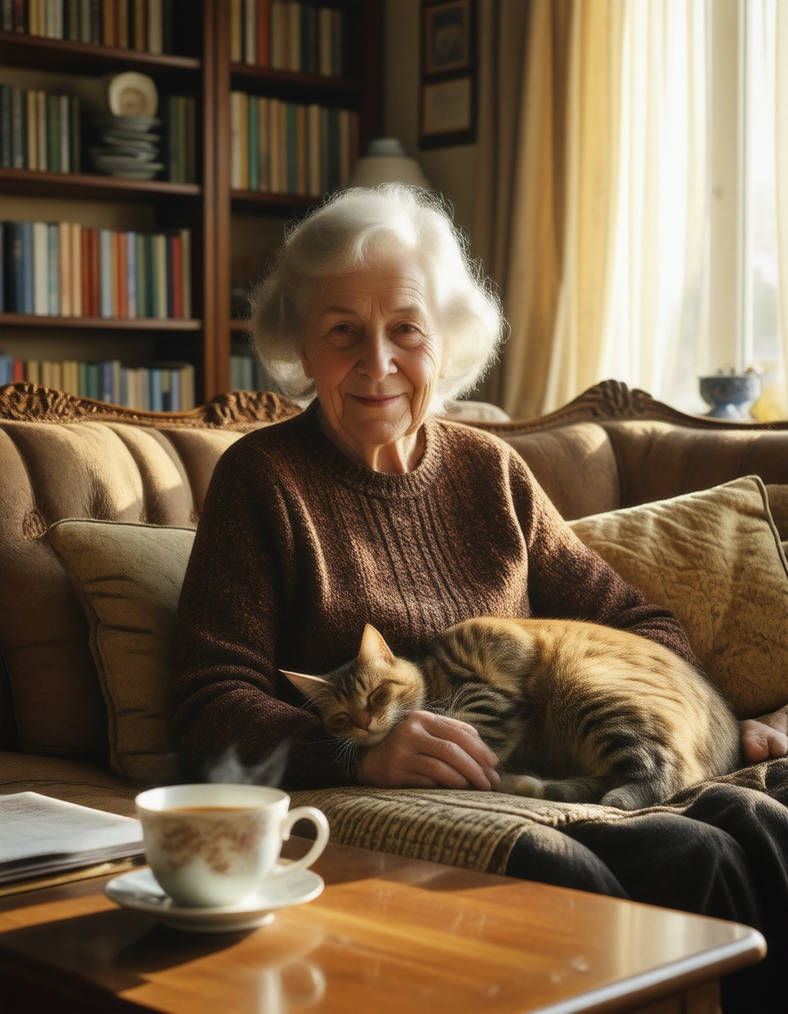 An old lady and her cat by GiorgioQuePee8081 on DeviantArt