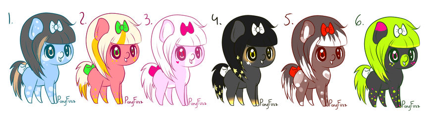 Earth Pony Adoptble Batch1 +CLOSED+ by PonyFuzz on DeviantArt