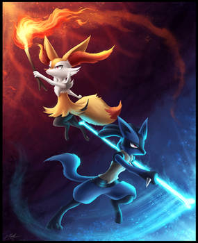 Braixen and Lucario