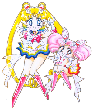 Super Sailor Moon and Super Sailor ChibiMoon