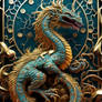 A Picture Of A Dragon In The Style Of Gold Leaf