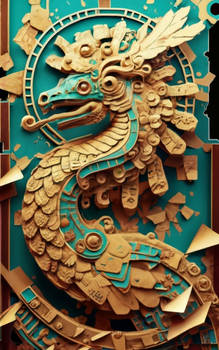 a picture of a Quetzalcoatl in the style of gol