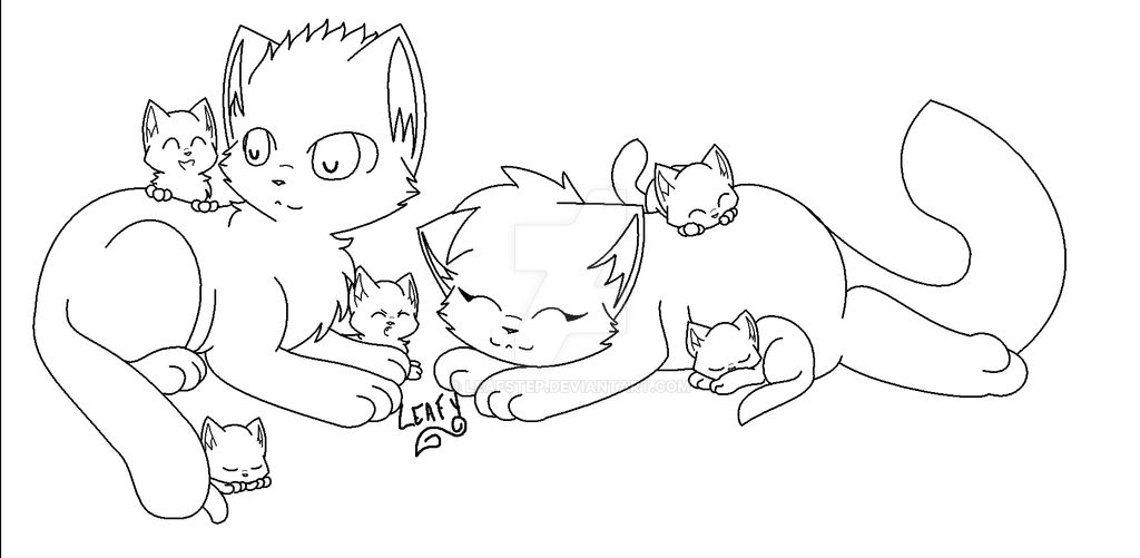 Cat family lineart REDO