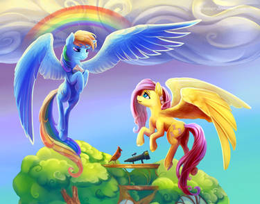 Triptych - Fluttershy and rainbow's rainbow.