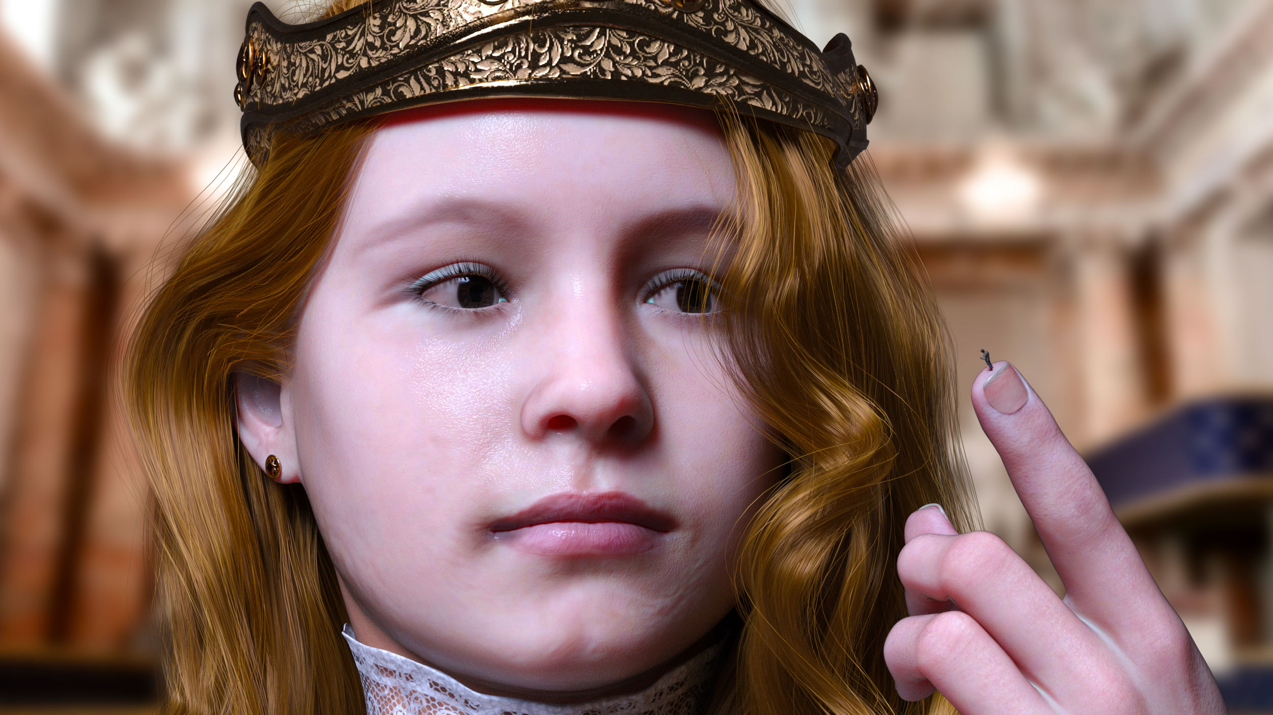 Giantess princess finds shrunken time traveller!