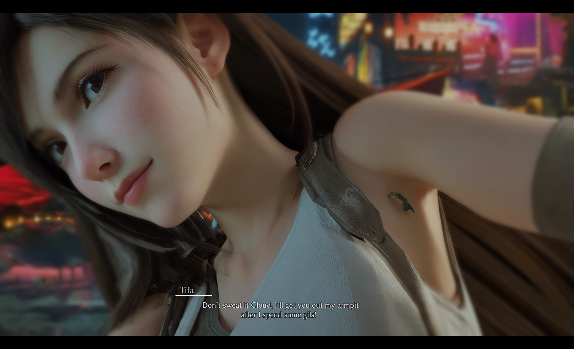 (FF7) Giantess Tifa has Cloud in her pits