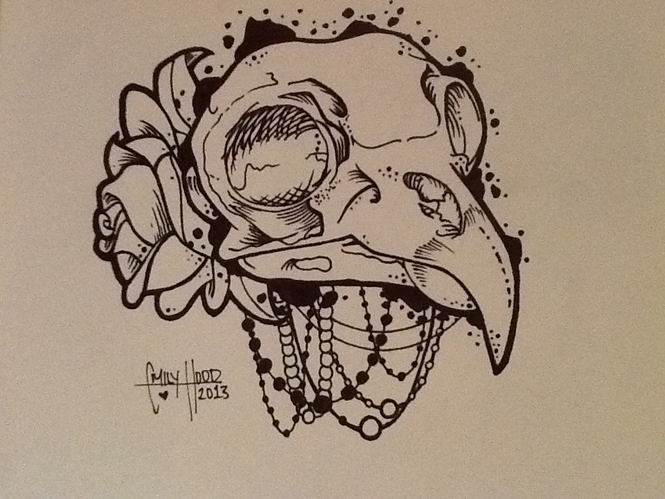 Bird skull tattoo design