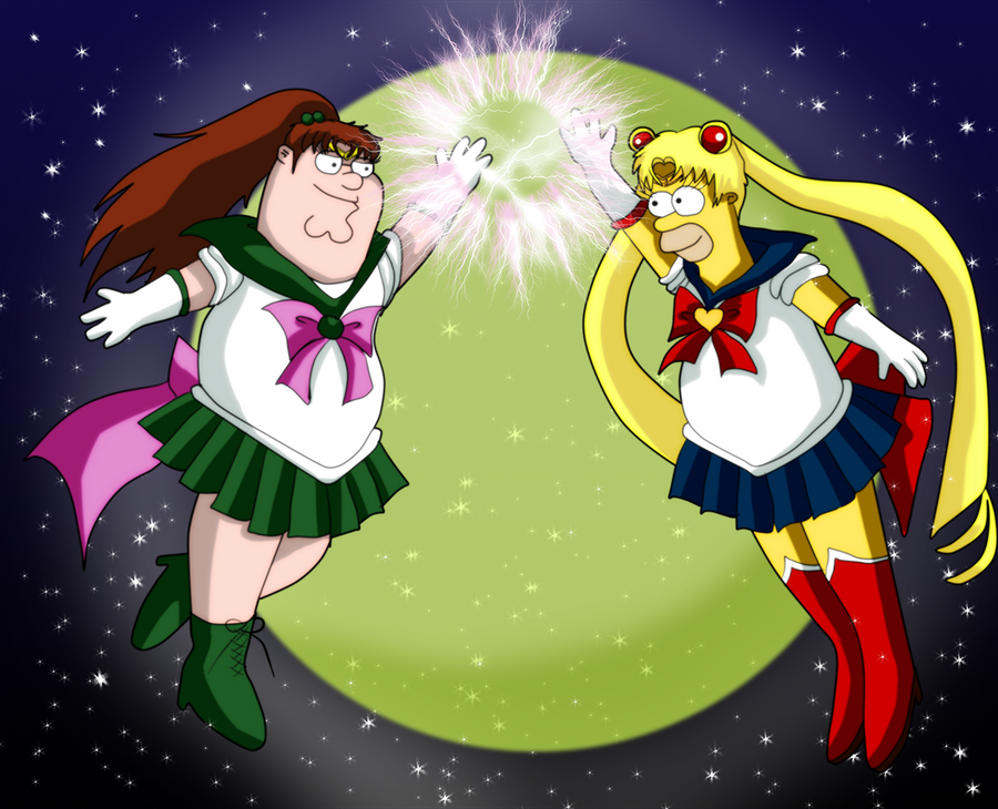 Sailor Piter and Sailor Homer by DropDeadCake on DeviantArt