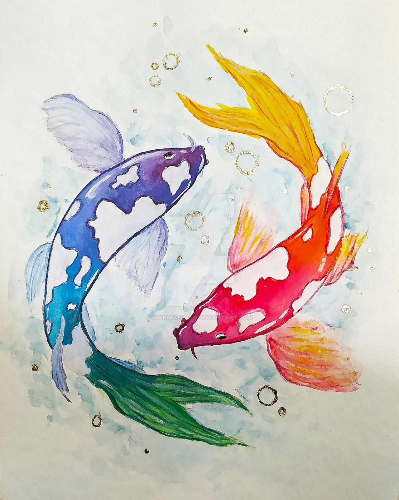 Koi Watercolor Photos, Images and Pictures