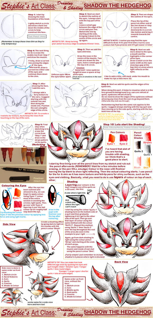 Tutorial Drawing Shading Shadow The Hedgehog By No1shadow On