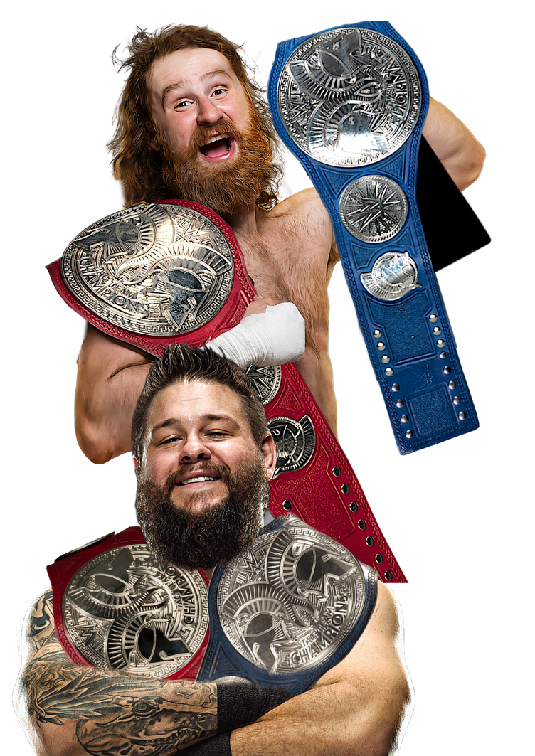 Sami Zayn and KO WWE Tag Team Champions Custom PNG by DecentRenderz on