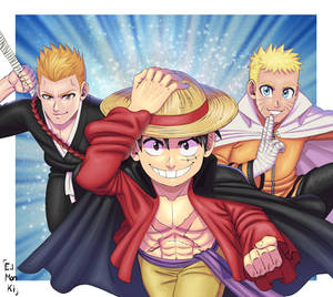 Los 3 antiguos pilares: Ichigo, Luffy y Naruto