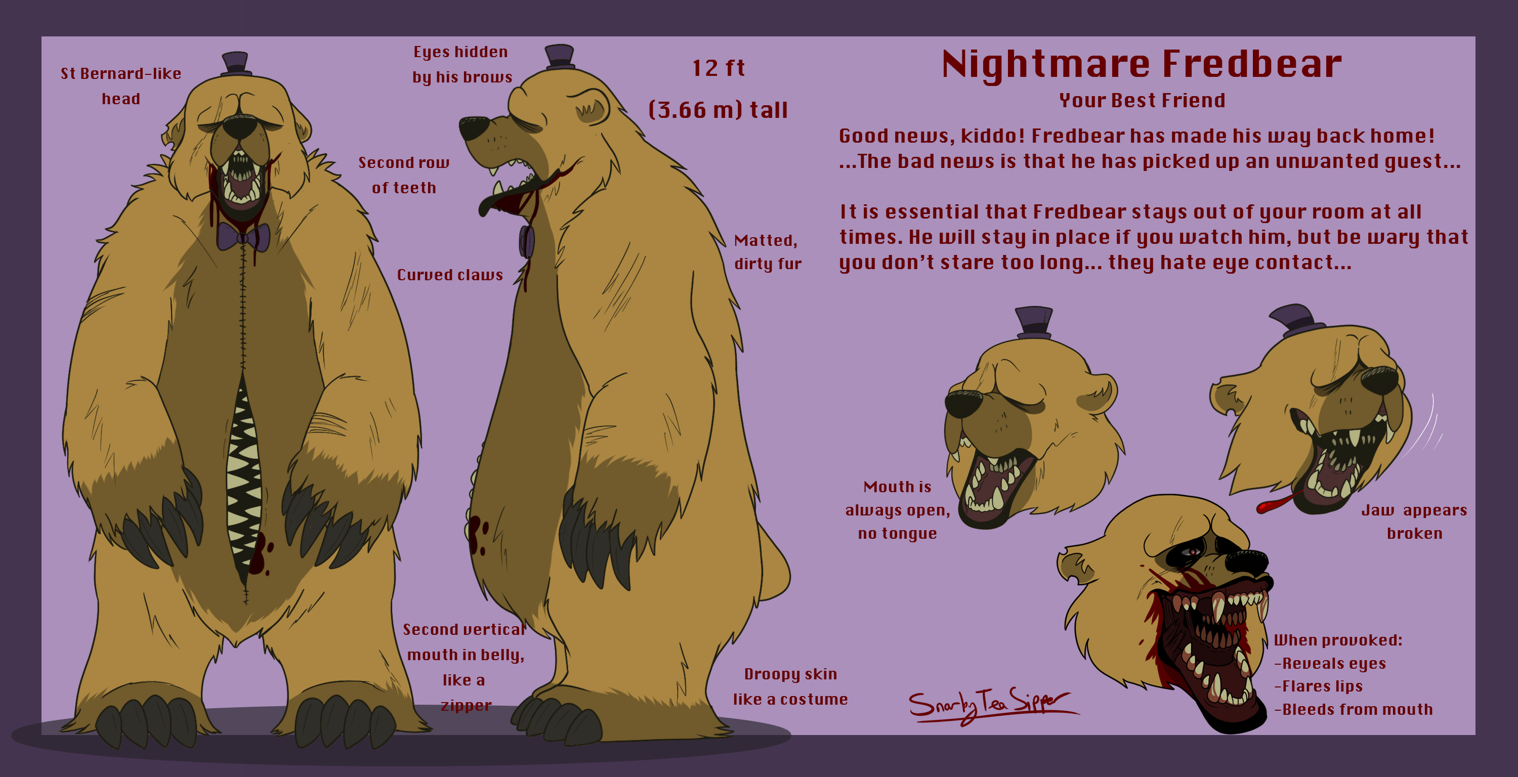Nightmare Fredbear (Nightmare Redesign Collab) by SnarkyTeaSipper