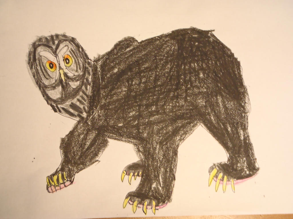 Great Grey-and-Black Owlbear
